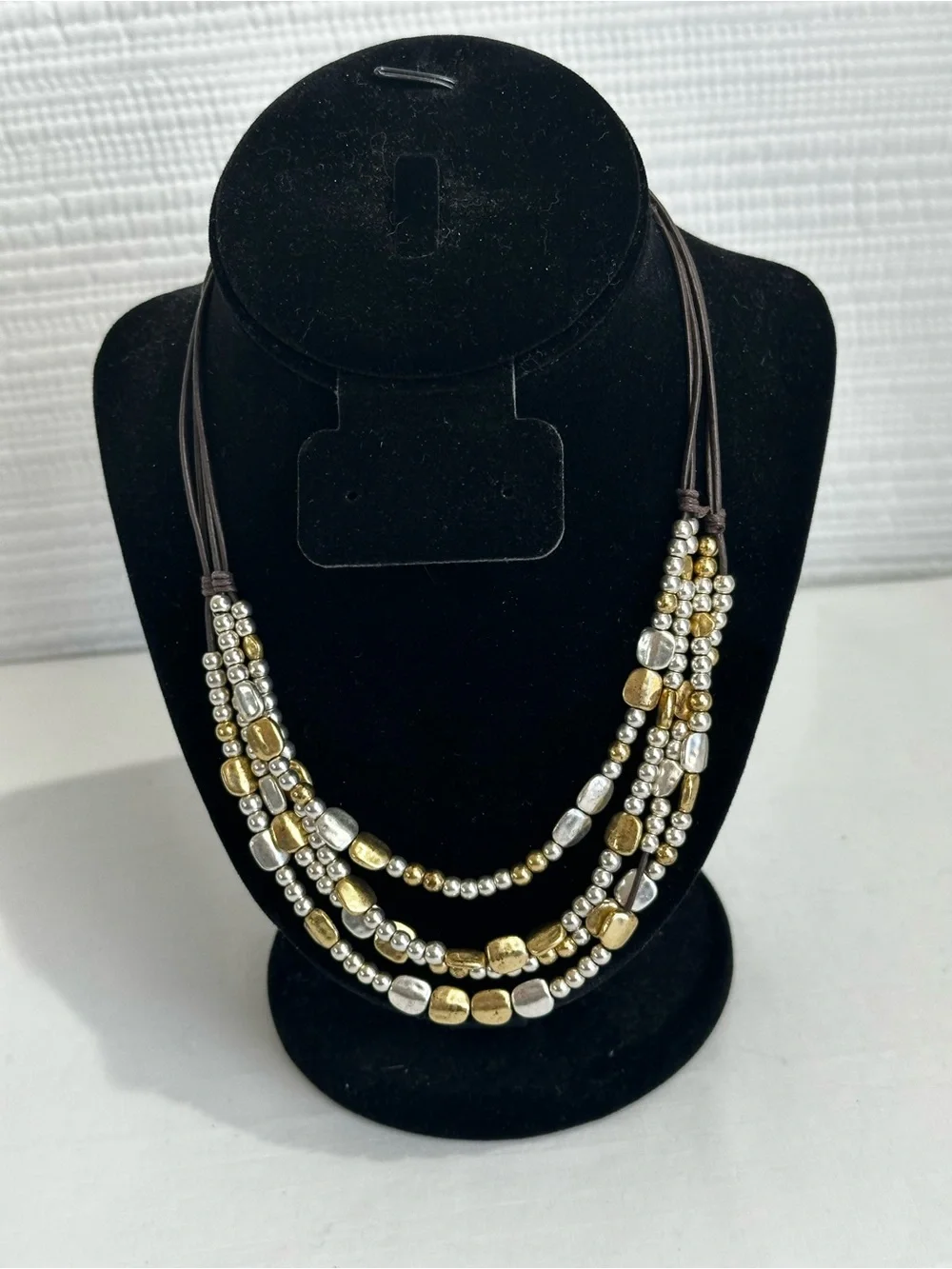 VTG Mixed Metal Layered Beaded Necklace Boho Earthy Boho Resort Core